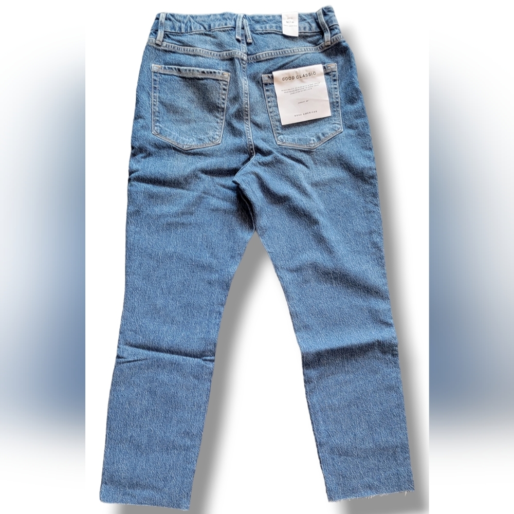 Good American Good Classic Raw Hem Jeans Size 12/31 Skinnyish Hi-rise - Picture 5 of 11